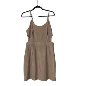 Lulus Women's Tan Side Cut Out Mini Dress Soft‎ Sleeveless Straps Size XL